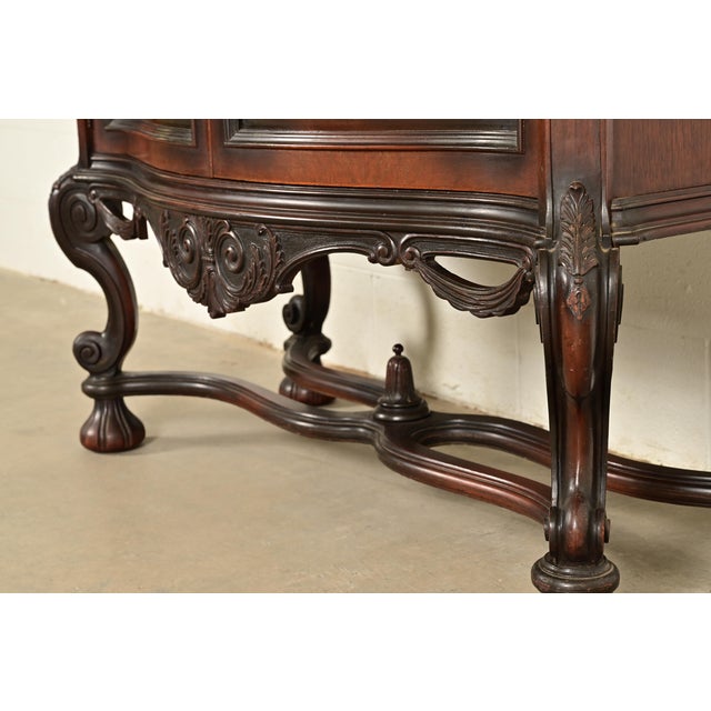 R. J. Horner Style Renaissance Revival Carved Walnut and Burl Wood Inlaid Marquetry Bar Cabinet, Circa 1900 For Sale - Image 10 of 16