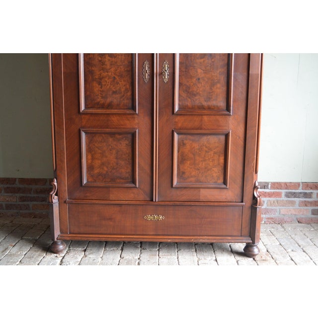 Antique Art Deco Walnut Crested Cabinet For Sale - Image 4 of 11