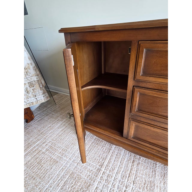 Wood Vintage Drexel French Provincial Style Walnut Sideboard, Mid-20th Century For Sale - Image 7 of 10