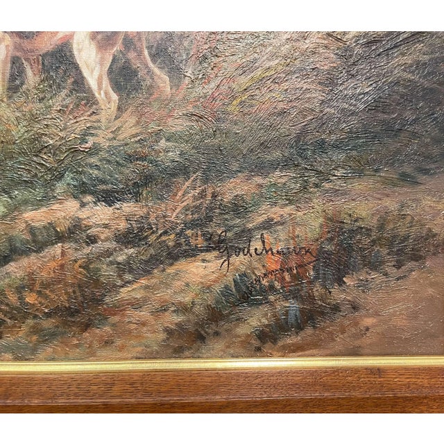 Set of Four 19th Century Framed Oil on Canvas Hunt Paintings Signed E. Godchaux For Sale - Image 11 of 13