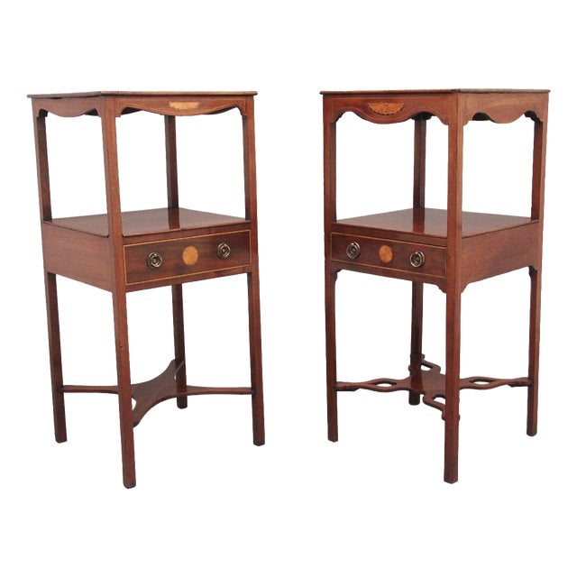 Inlaid Mahogany Bedside Tables, 1830, Set of 2 For Sale
