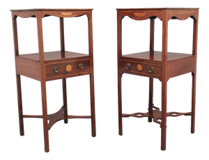 Inlaid Mahogany Bedside Tables, 1830, Set of 2