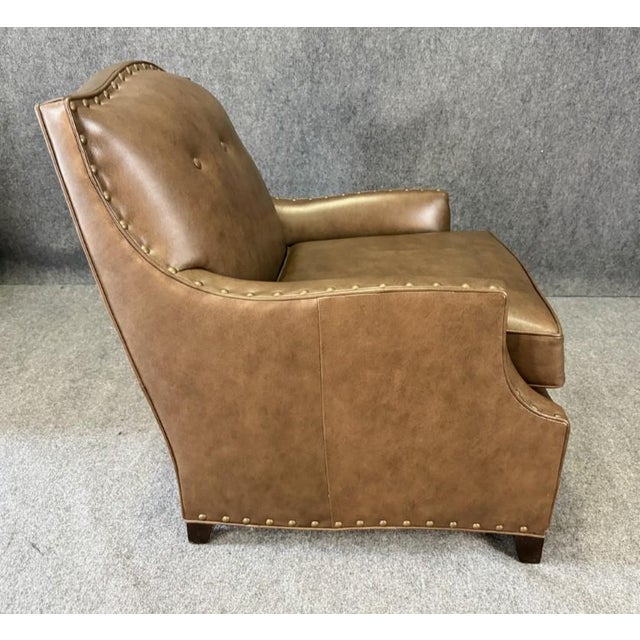 Modern New Showroom Sample Alden Parks Modern Leather Club Chair For Sale - Image 3 of 10