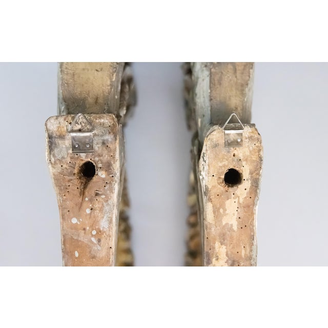 Romantic 19th Century French Gray & Giltwood Roses Hanging Architectural Fragments Wall Swags - A Pair For Sale - Image 13 of 15