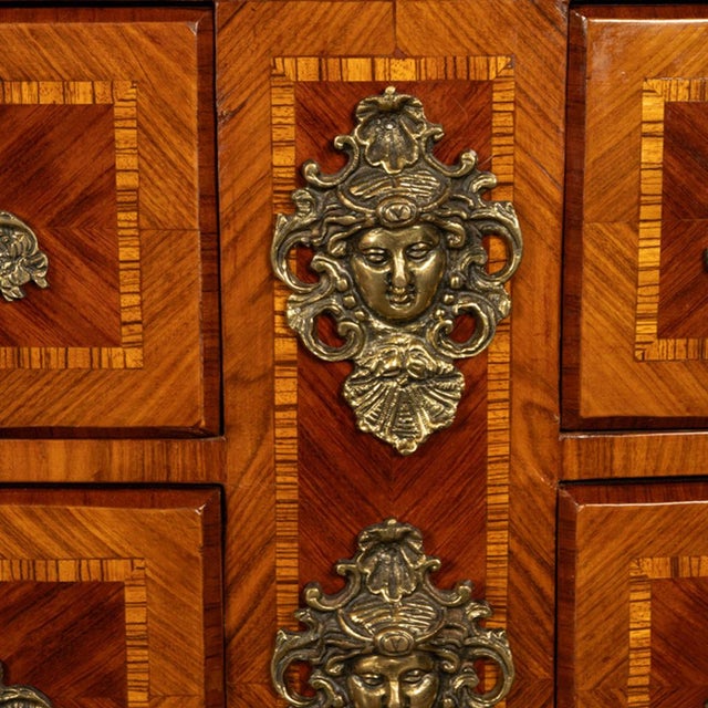 Antique French Louis XV Ormolu Inlaid Kingwood Marble Commode Chest For Sale - Image 14 of 16