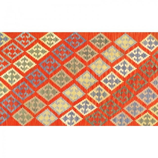 Turkish Kilim Handmade Hand-woven. Lamb's Wool on a Wool Foundation. Hand-Spun Wool Rug. Vegetable Dyed. D08724