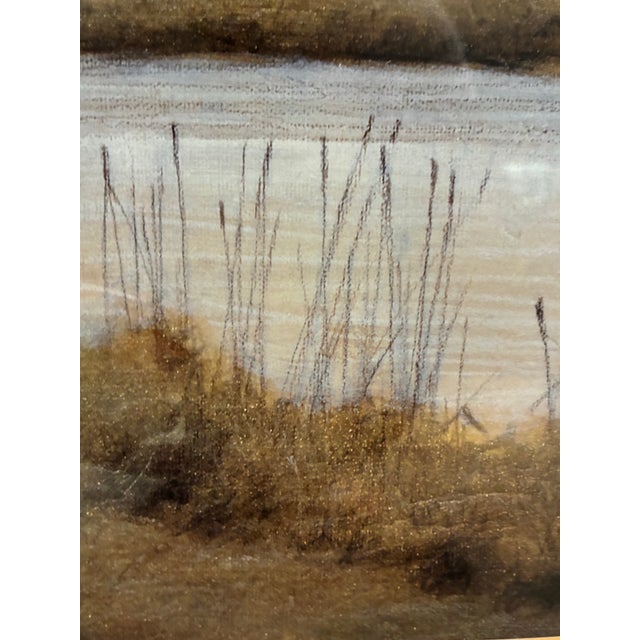 English Trowbridge Framed Waterside Landscape Print – Black & Gold Frame For Sale - Image 3 of 6