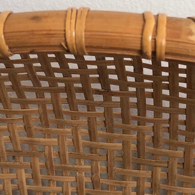 Vintage Mid-20th Century Handwoven Chinese Winnowing Basket For Sale - Image 4 of 11