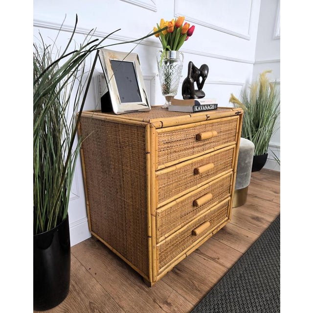 1960s Italian Bamboo and Rattan Chest of Drawers, 1960s For Sale - Image 5 of 9