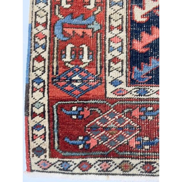 Antique Persian Heriz Rug 3'3" X 4’6" For Sale - Image 4 of 9