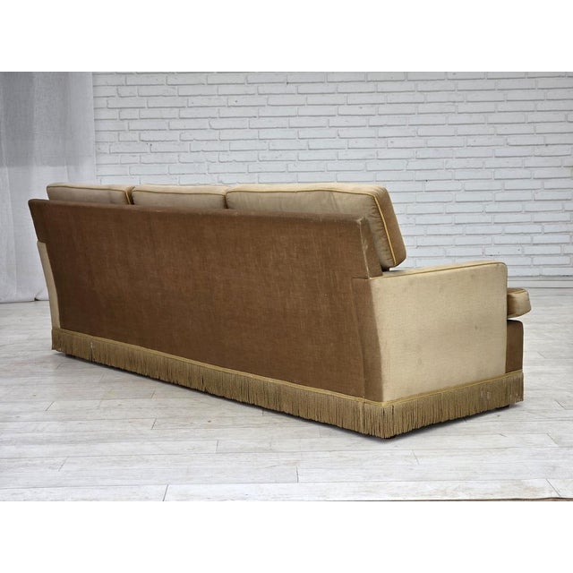 Danish 3-Seater Sofa in Honey Yellow Velour, 1970s For Sale - Image 10 of 17