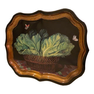1990s Hand-Painted Ian Logan Large Tin Tray with Art Work by Mimi Roberts For Sale