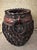 Sculptural antique Japanese ikebana flower basket, or hanakago, handwoven in a rounded jar form from bamboo, cane and...