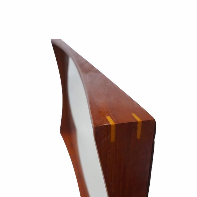 Scandinavian Modern Mirror with Concave Teak Frame by Jansen Spejle, 1950s For Sale - Image 4 of 10