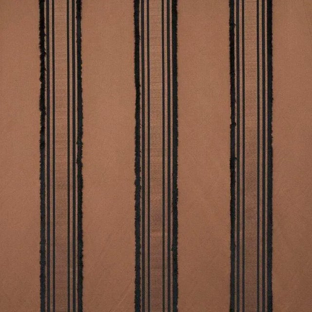 Sample - Schumacher Senza Satin Stripe Fabric in Brown For Sale
