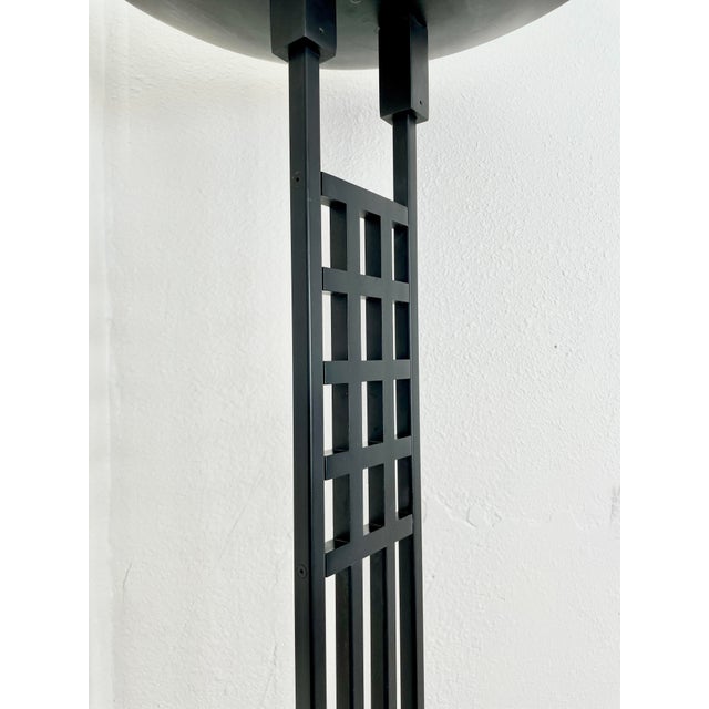 Robert Sonneman Postmodern 1987 Robert Sonneman for George Kovacs Black Torchiere Floor Lamp For Sale - Image 4 of 12