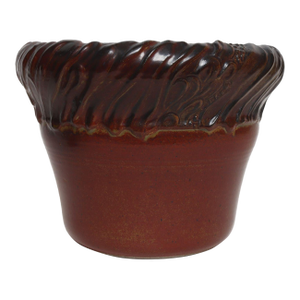Large Vintage Red, Ochre and Slate Incised Ceramic Planter by Deanna Nichols
