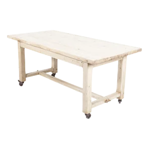 French Bleached Oak Table on Castors