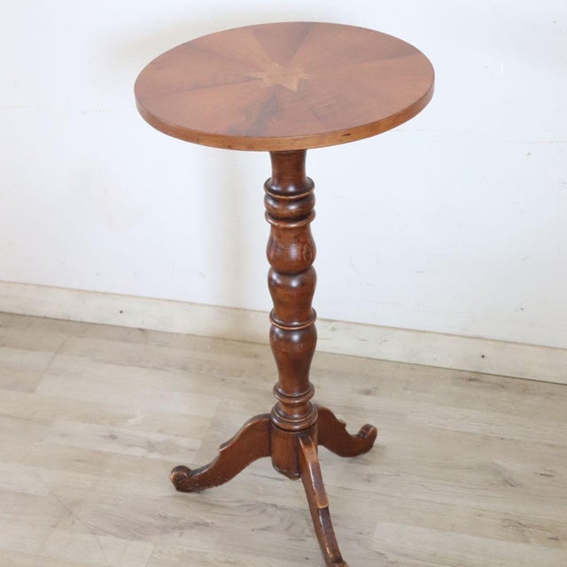 Brown Vintage Pedestal Table in Walnut, 1990s For Sale - Image 8 of 11