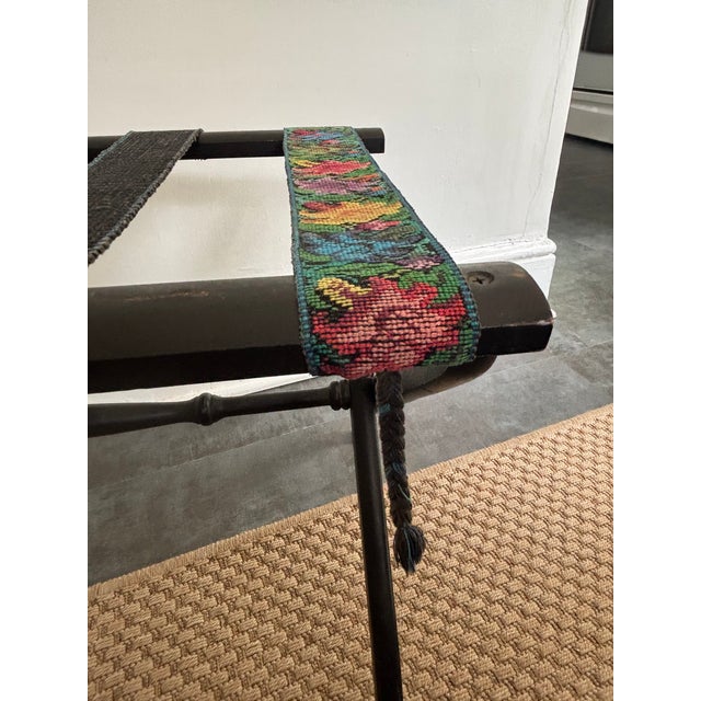 Rustic Vintage Folding Luggage Rack With Traditional Guatemalan Strap For Sale - Image 3 of 10
