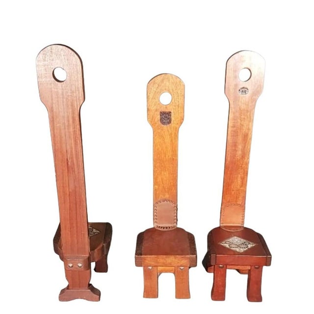 Set of 3 arts and craft vintage high back side chairs.It could be spinner chairs or step chairs, we're not sure about the...