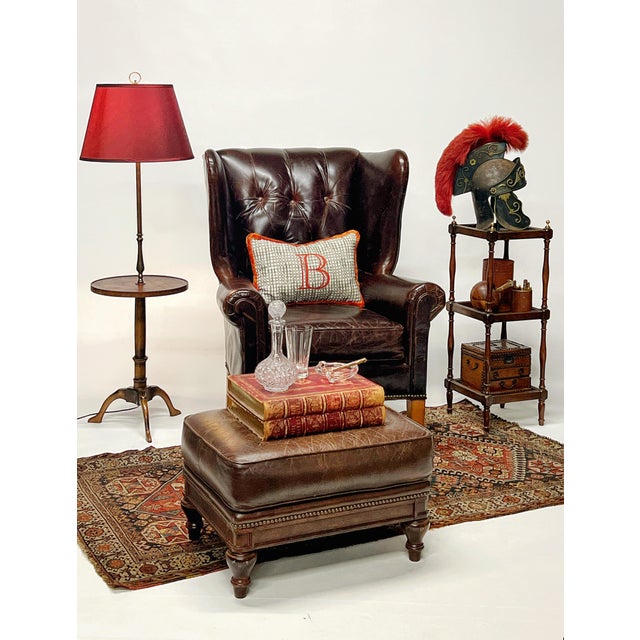 Vintage Mitchell Gold + Bob Williams Gustave Genuine Leather Wing Chair For Sale - Image 11 of 12