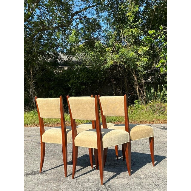 Mid-Century Modern Vintage French Deco Dining Chairs - Set of 4 For Sale - Image 3 of 8