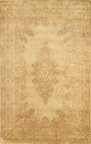 1960s Vintage Persian Kerman Hand-Knotted Rug - 5′11″ × 9′4″