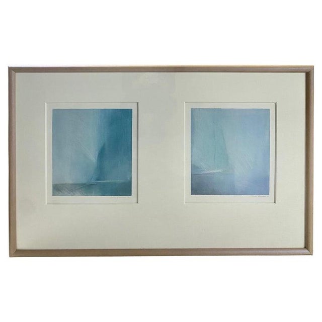 Donna Levinstone Minimalist Pastel Paintings in Blue Tones, Set of 3 For Sale - Image 6 of 14