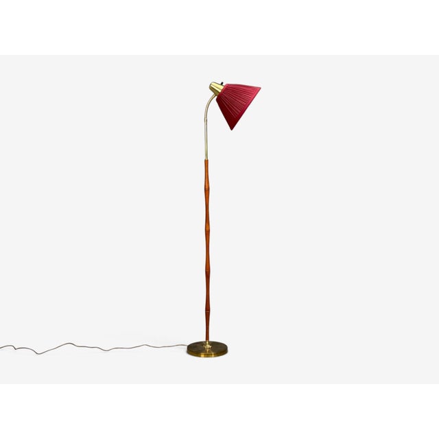 Mid-Century Modern Eae, Swedish Modern, Adjustable Floor Lamp, Teak, Brass, Sweden, 1950s For Sale - Image 3 of 12