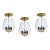 Mid 20th Century Large Semi Flush Mount Brass Pendant Lights With Cut Glass Design Globes - Set of 3 For Sale