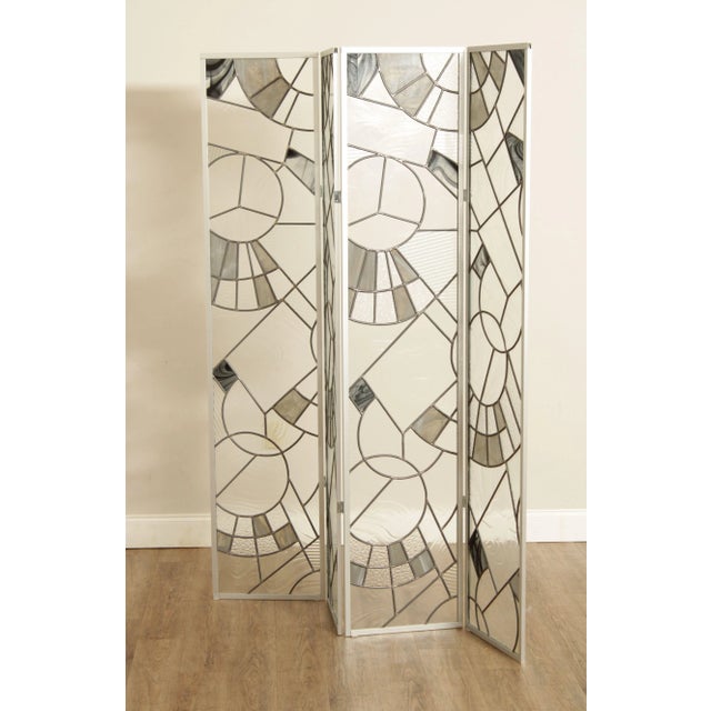 1980s Post Modern Art Glass Four Panel Room Divider Chairish