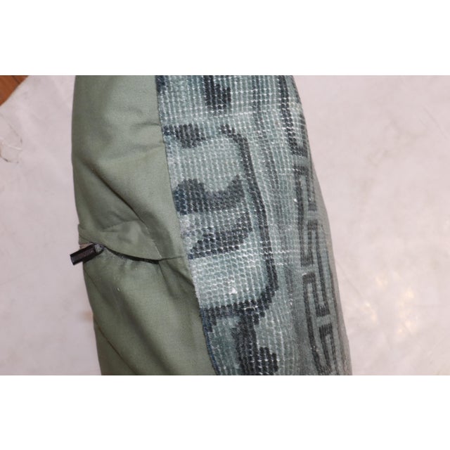 Chinoiserie Zabihi Collection Large Green Chinese Rug Pillow For Sale - Image 3 of 4