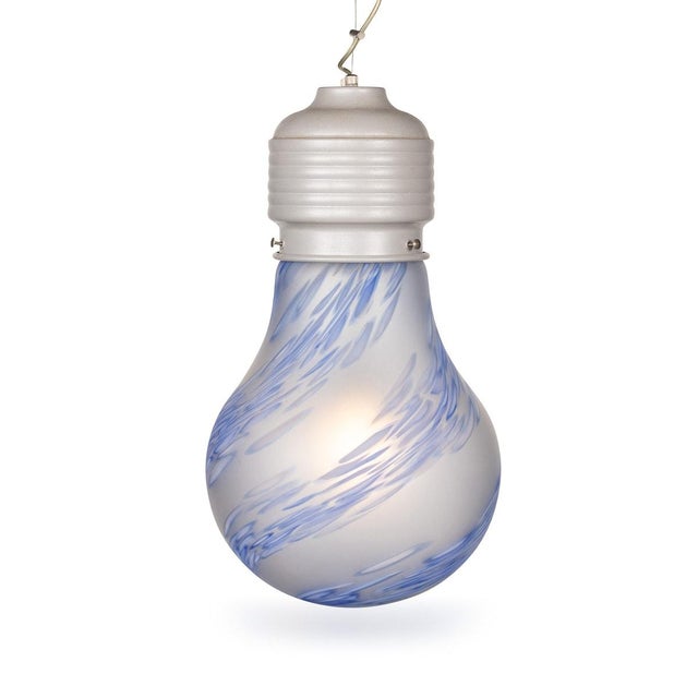 Italian Hand Blown Light Bulb Shaped Ceiling Light from by Due P, 1980s For Sale - Image 14 of 14