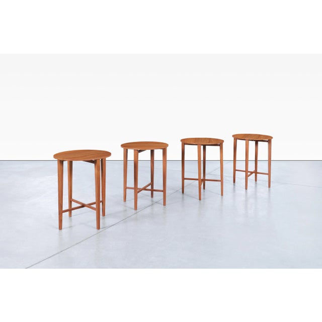 Poul Hundevad Danish Modern Teak Nesting Table by Carlo Jensen for Poul Hundevad, 1960s For Sale - Image 4 of 12