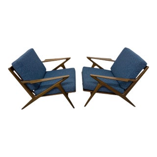 Mid-Century Danish Modern Poul Jensen for Selig Walnut "Z" Arm Chairs For Sale