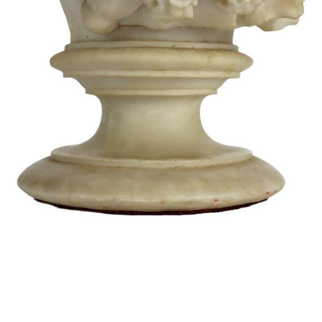 Stone Italian Classical Carved Alabaster Bust of a Maiden With Flowers by P. Bazzanti For Sale - Image 7 of 13