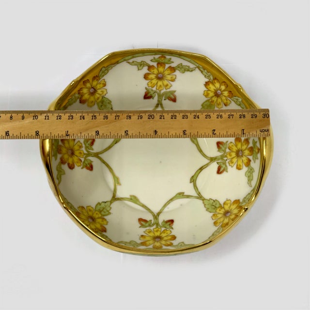 Art Deco Antique Limoges France Elite Works Bawo & Dotter Hand-Painted Bowl Gold Blossom For Sale - Image 3 of 8