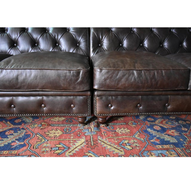 Century Chesterfield Sofa - Dark Brown Leather - 118" For Sale - Image 4 of 15