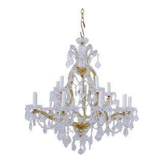 Vintage 1950s Italian 15 Light Brass Maria Theresa Chandelier For Sale