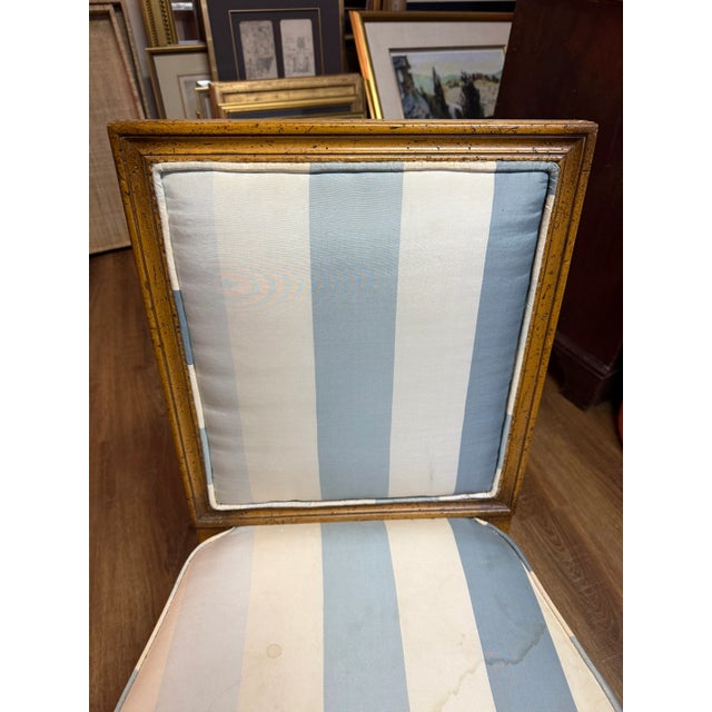 White Petite Striped Chair For Sale - Image 8 of 9