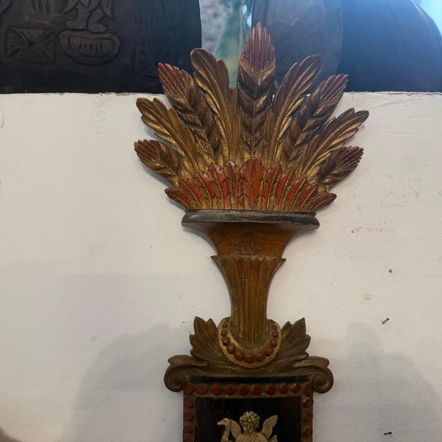 1950s 1950s Neo Classic Style Lacquered Wood Florentine Wall Sconces - Set of 2 For Sale - Image 5 of 13
