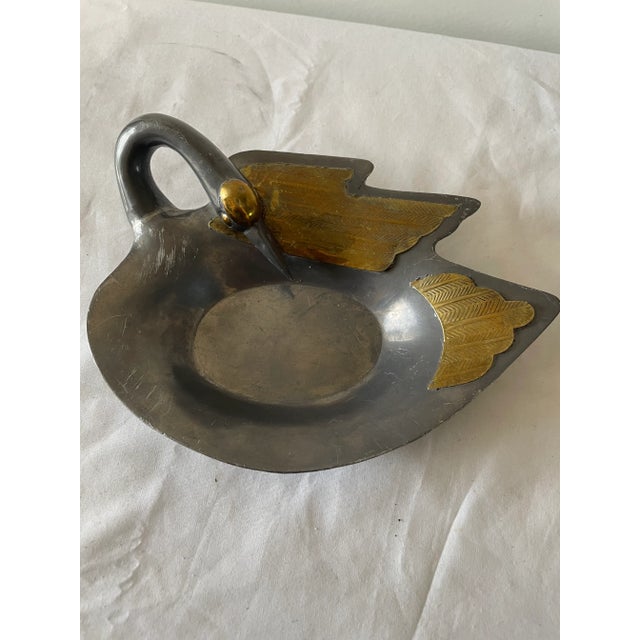 Mid-Century Modern 1980's Dolbi Cashier Style Swan Brass Dish Set- a Pair For Sale - Image 3 of 11