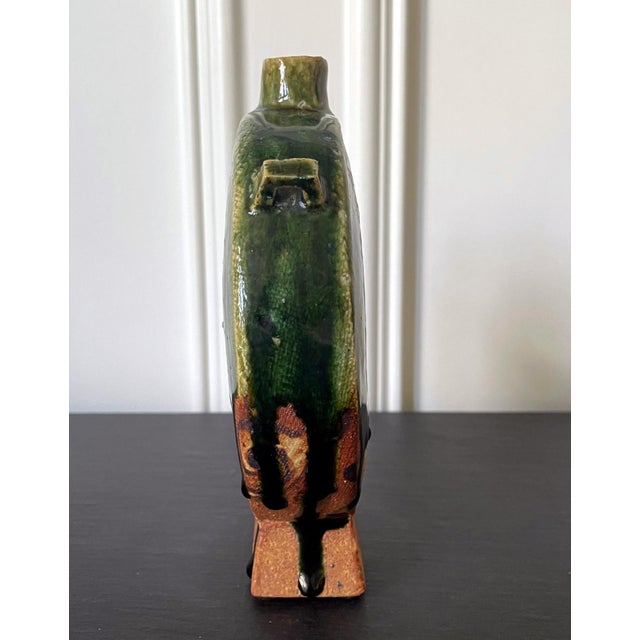 Modern Japanese Studio Pottery Oribe Moon Flask Vase by Ken Matsuzaki For Sale In Atlanta - Image 6 of 18