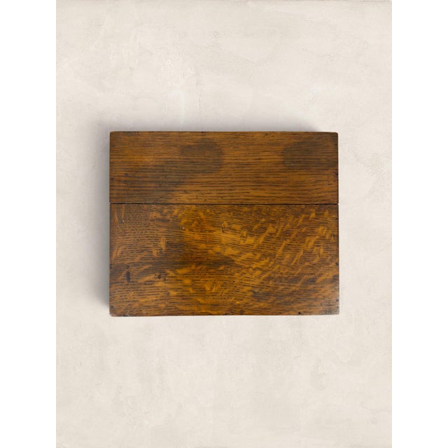 Antique English Hinged Oak Box For Sale - Image 17 of 17