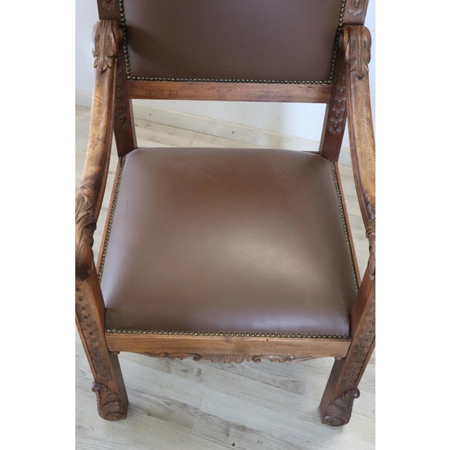 Set of Late 19th Century Carved Walnut Throne Chairs For Sale - Image 12 of 16