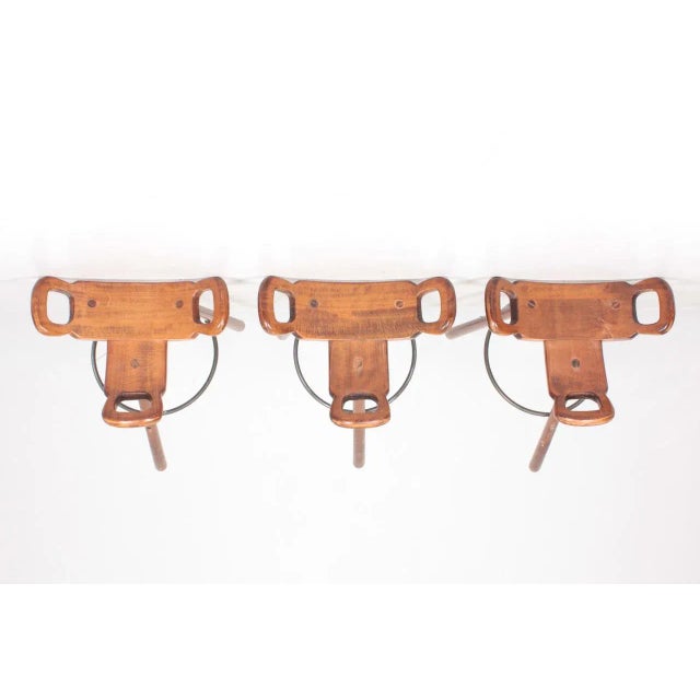 Mid-Century Modern Spanish Bar Stools, 1960s, Set of 3 For Sale - Image 3 of 12