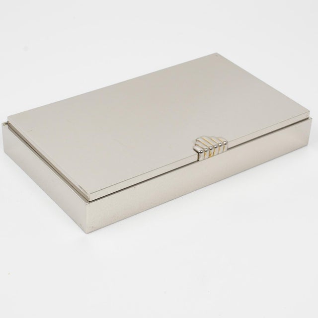 Contemporary Maison Lancel Paris Chrome Decorative Lidded Box For Sale - Image 3 of 9