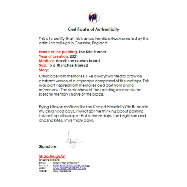 2020s Contemporary Cityscape 'The Kite Runner' Painting For Sale - Image 5 of 7