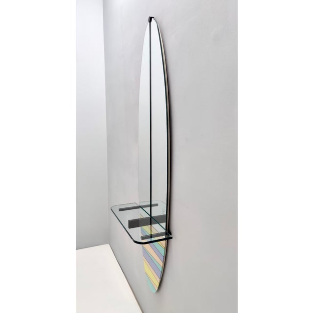 Vintage Wall-Mounted Entryway Mirror and Console Table with Glass Top, 1980s For Sale - Image 6 of 17